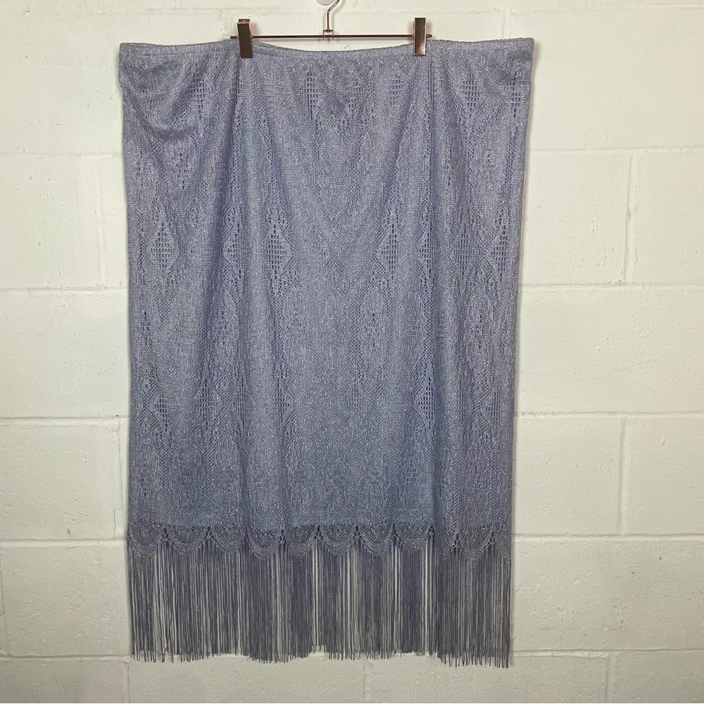 Onyx Night Skirt Lined Lavender Fringe Crochet Shimmer Gatsby 20's Glam NYE 5X